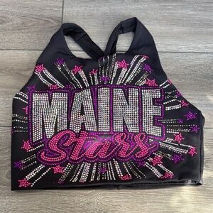 Black Rhinestone 'MAINE Stars' Crop Top, 2026 Seasons Practice Wear